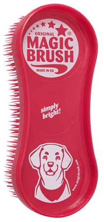 MagicBrush Dog Bürste zur Reinigung mit Massageeffekt rot NEU!